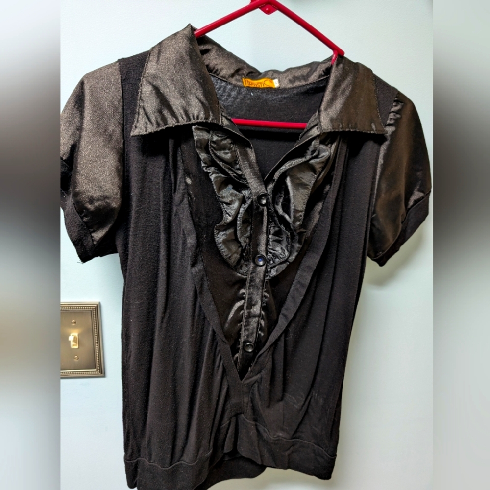 Artis Black Blouse with Ruffle Detail